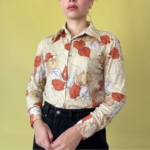 Spiegel Orange and Cream Floral Top